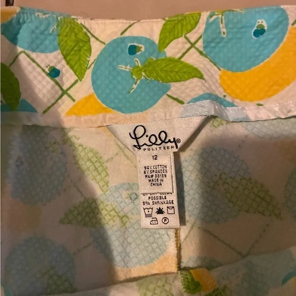 Lilly Pulitzer Vintage Citrus Print Crop Pants - Yellow, Blue & Green - Picture 4 of 6